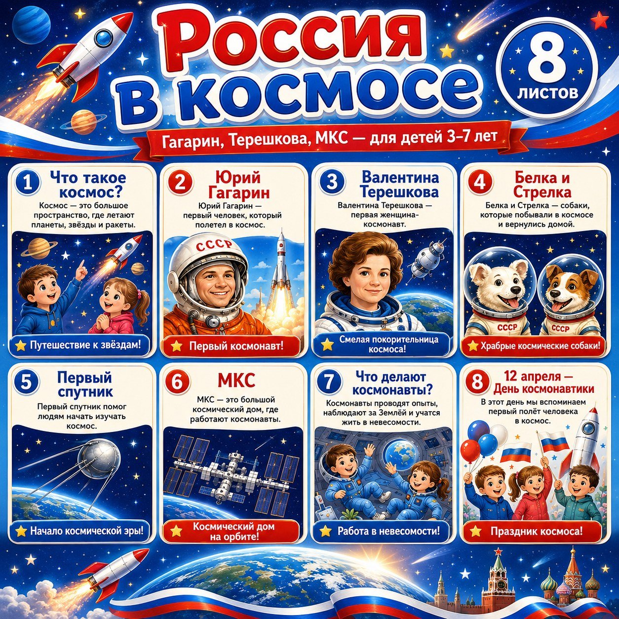ПАПКА ПЕРЕДВИЖКА РОССИЯ В КОСМОСЕ — папка-передвижка, Россия, патриотическое воспитание — для детского сада — Играй и Разв...
