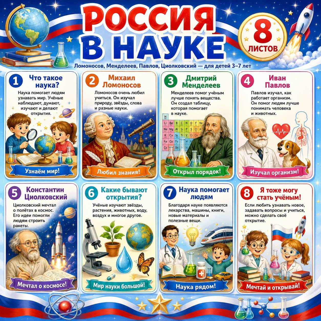 ПАПКА ПЕРЕДВИЖКА РОССИЯ В НАУКЕ — папка-передвижка, Россия, патриотическое воспитание — скачать для детского сада