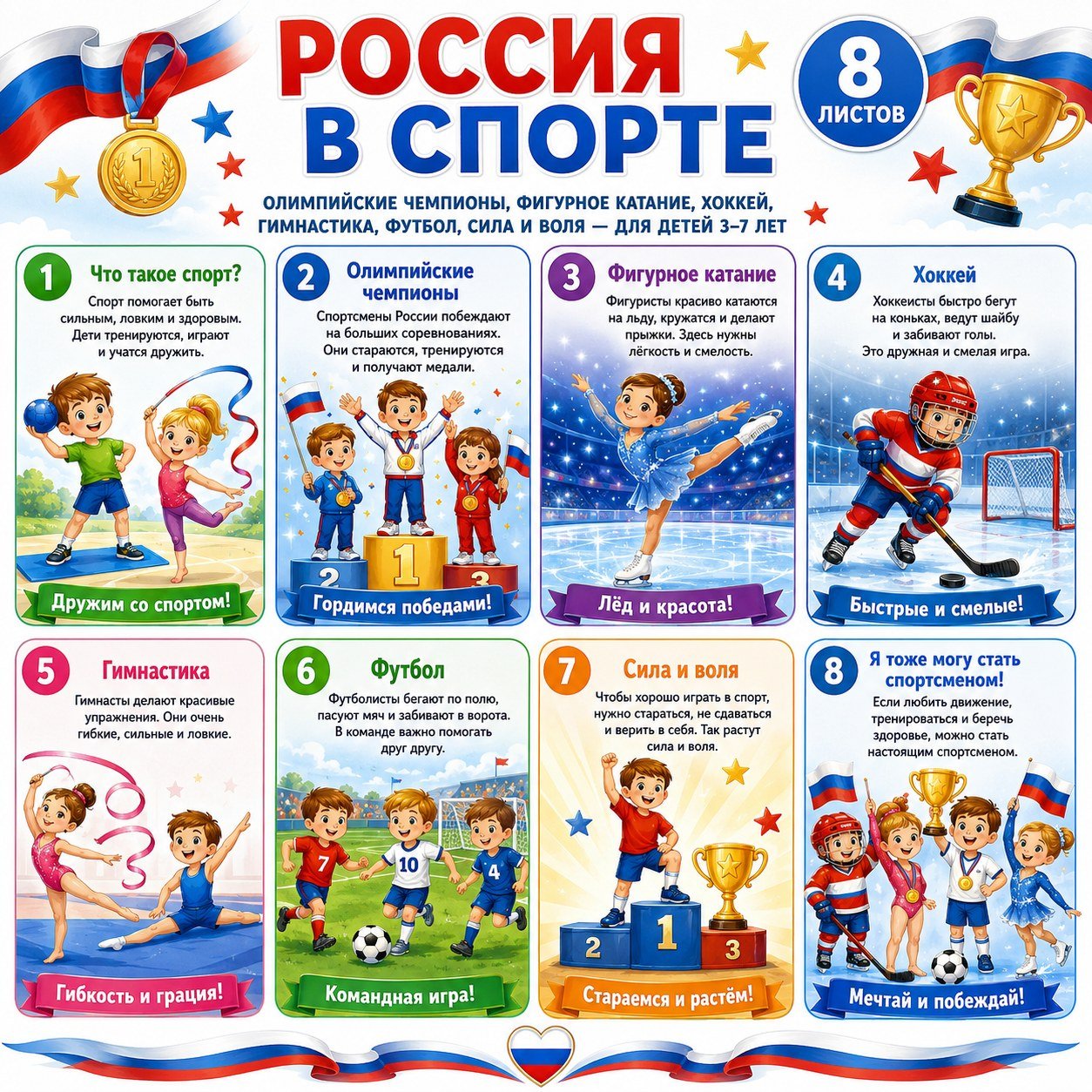 ПАПКА ПЕРЕДВИЖКА РОССИЯ В СПОРТЕ — папка-передвижка, Россия, патриотическое воспитание — для детского сада — Играй и Разви...