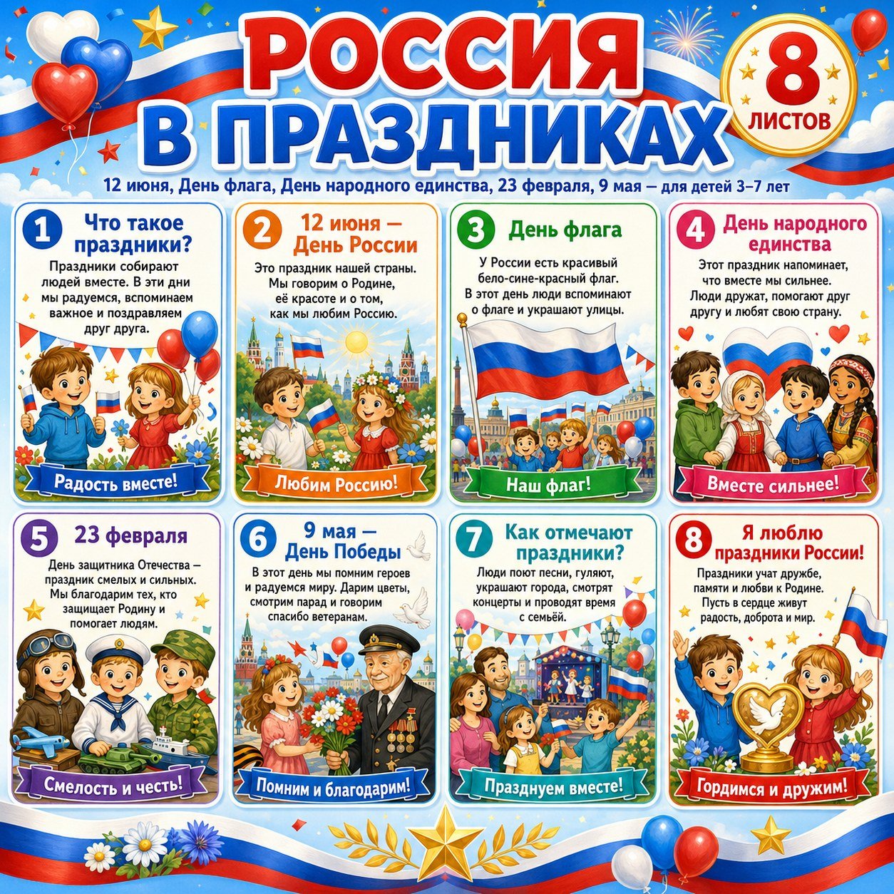 ПАПКА ПЕРЕДВИЖКА РОССИЯ В ПРАЗДНИКАХ — папка-передвижка, Россия, патриотическое воспитание — для детского сада — Играй и Р...