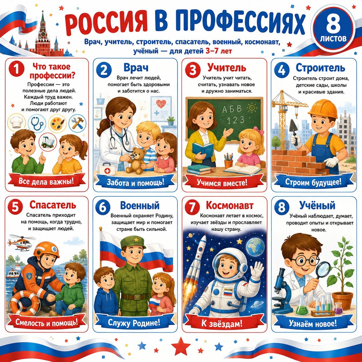 ПАПКА ПЕРЕДВИЖКА РОССИЯ В ПРОФЕССИЯХ — папка-передвижка, Россия, патриотическое воспитание — для детского сада — Играй и Р...