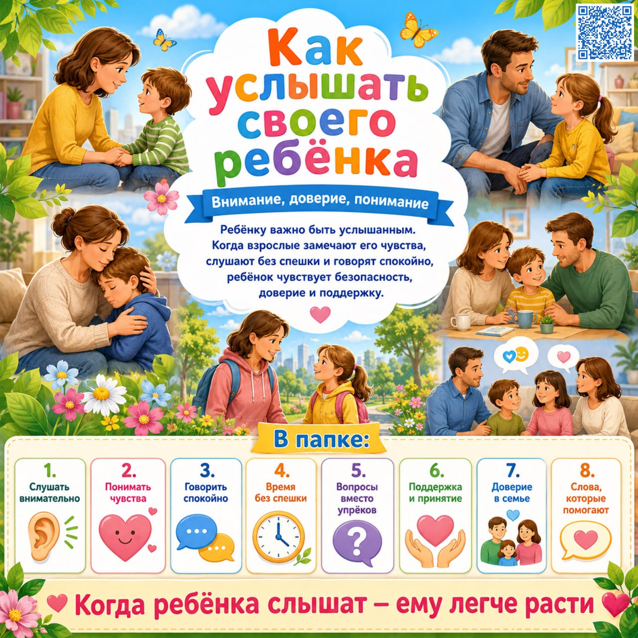 Папка-передвижка "Как услышать своего ребёнка" — семья, родителям, детский сад — скачать для детского сада