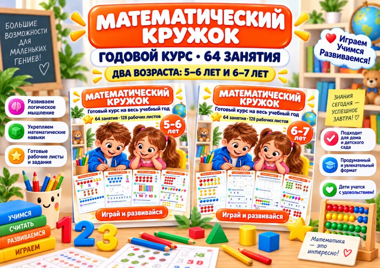 МАТЕМАТИЧЕСКИЙ КРУЖОК — математика, счет, цифры — для детского сада — Играй и Развивайся