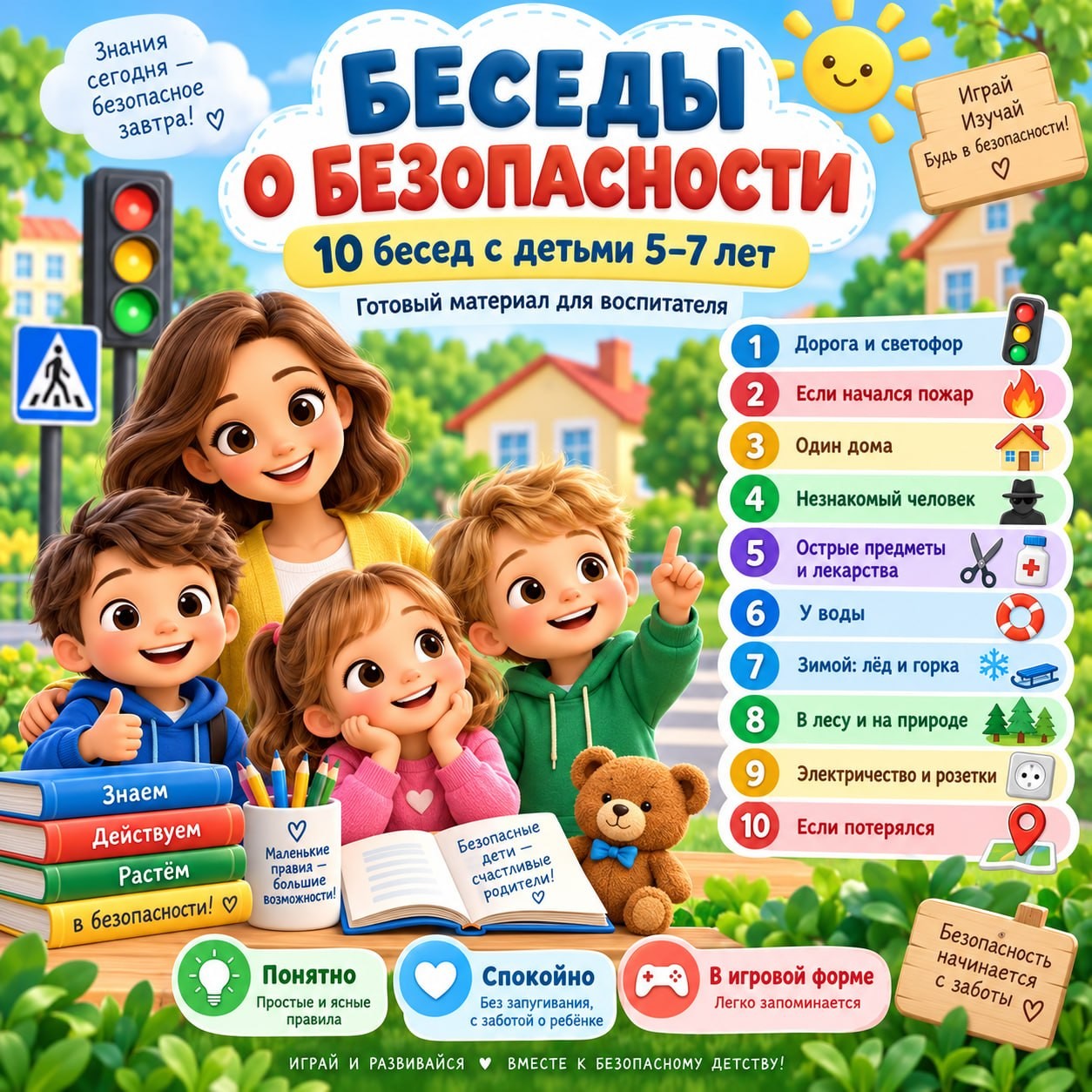 БЕСЕДЫ О БЕЗОПАСНОСТИ — безопасность, картотека, 5-7 лет — для детского сада — Играй и Развивайся