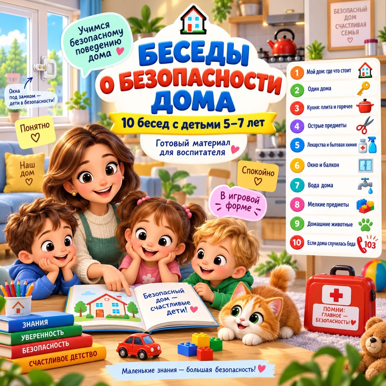 БЕСЕДЫ О БЕЗОПАСНОСТИ ДОМА — безопасность, картотека, 5-7 лет — для детского сада — Играй и Развивайся