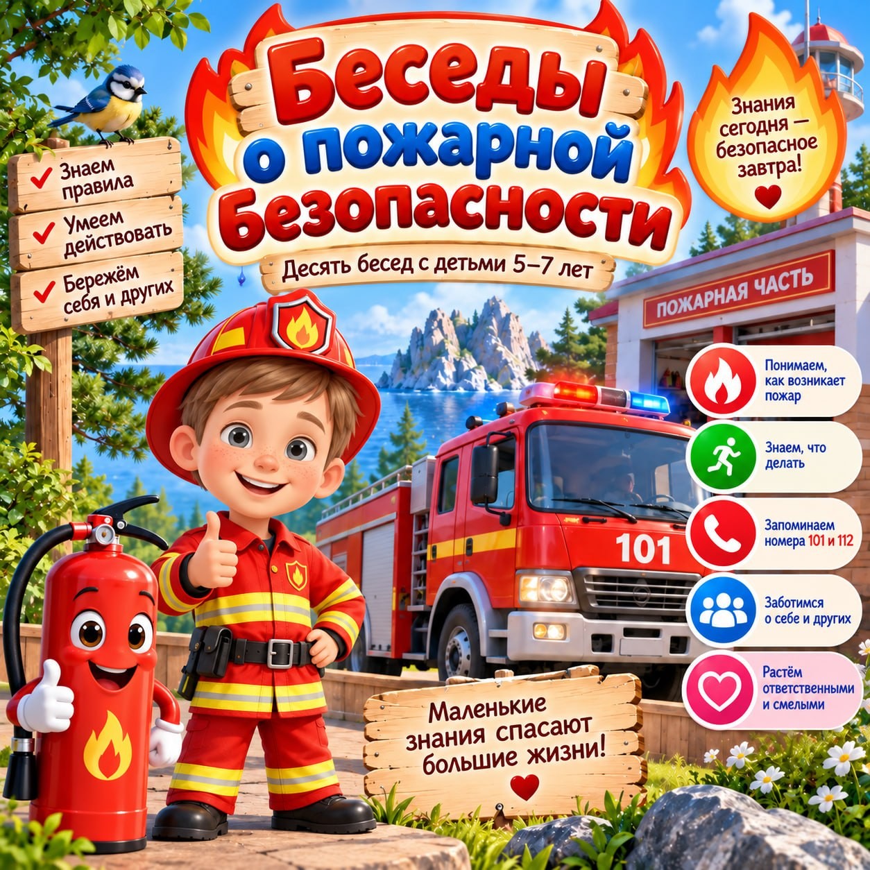 БЕСЕДЫ О ПОЖАРНОЙ БЕЗОПАСНОСТИ — безопасность, картотека, 5-7 лет — для детского сада — Играй и Развивайся