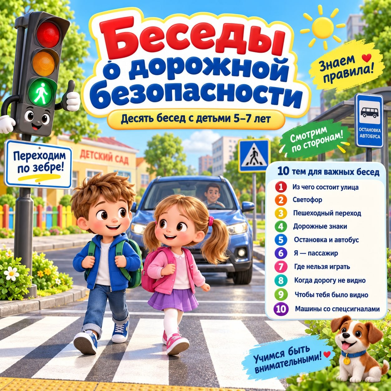 БЕСЕДЫ О ДОРОЖНОЙ БЕЗОПАСНОСТИ — безопасность, картотека, 5-7 лет — для детского сада — Играй и Развивайся