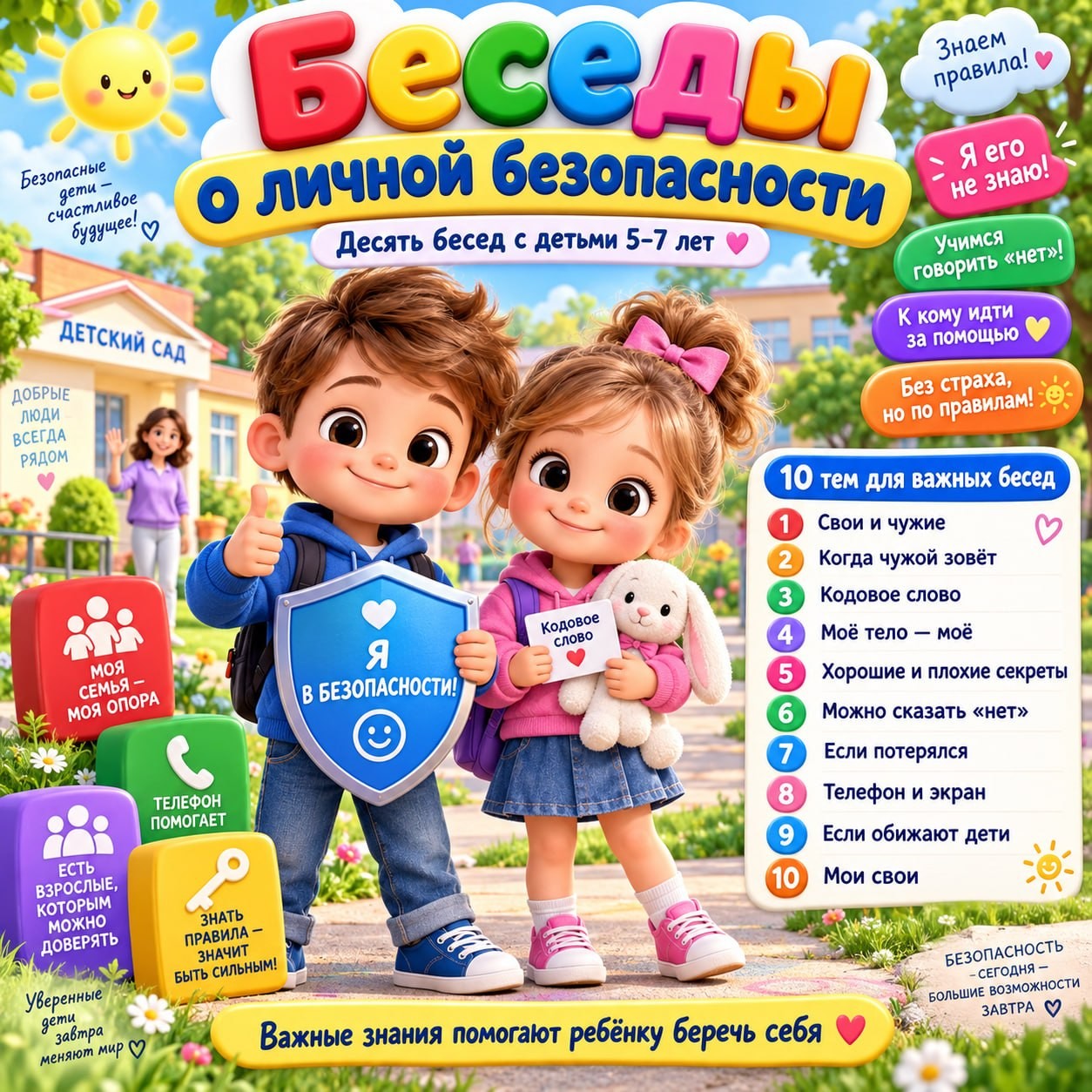 БЕСЕДЫ О ЛИЧНОЙ БЕЗОПАСНОСТИ — безопасность, картотека, 5-7 лет — для детского сада — Играй и Развивайся