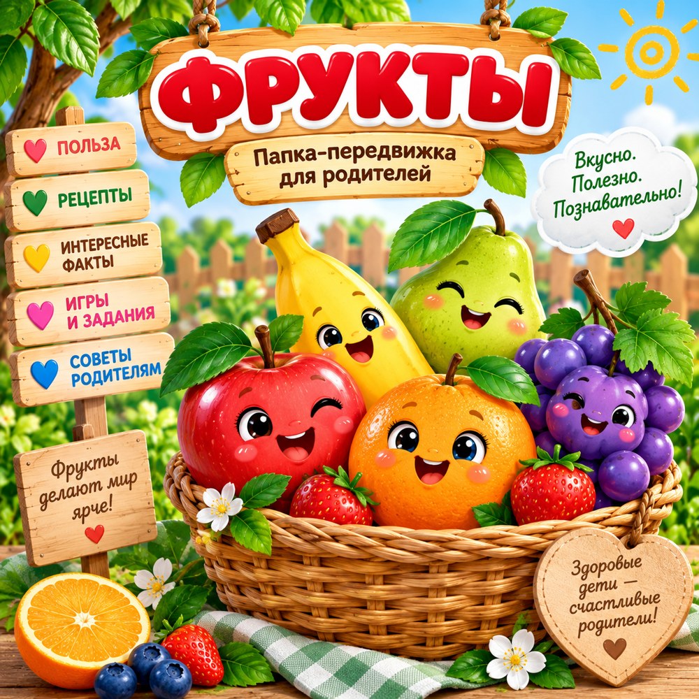 ПАПКА ПЕРЕДВИЖКА ФРУКТЫ — фрукты, осень, папка передвижка — скачать для детского сада