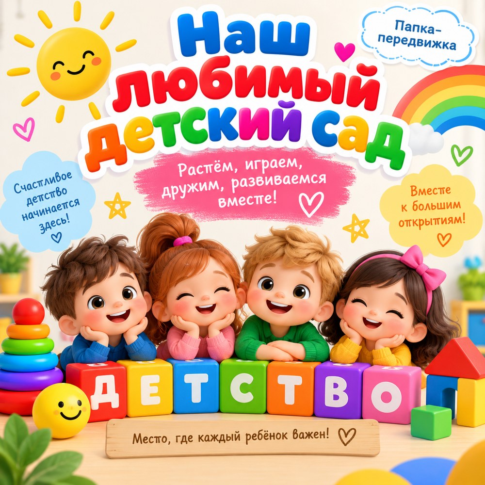 ПАПКА ПЕРЕДВИЖКА НАШ ЛЮБИМЫЙ ДЕТСКИЙ САД — детский сад, папка передвижка, день воспитателя — для детского сада — Играй и Р...