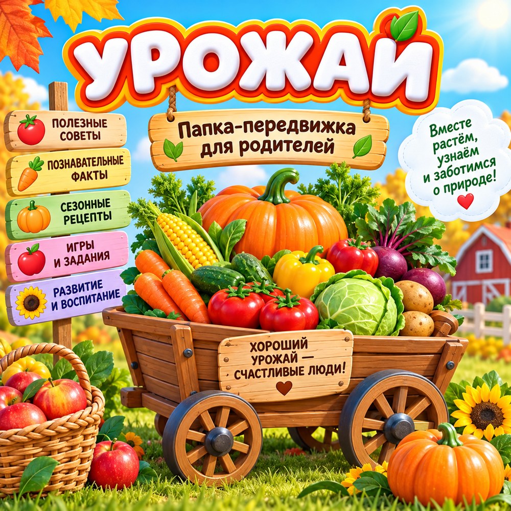 ПАПКА ПЕРЕДВИЖКА УРОЖАЙ — осень, папка передвижка — скачать для детского сада