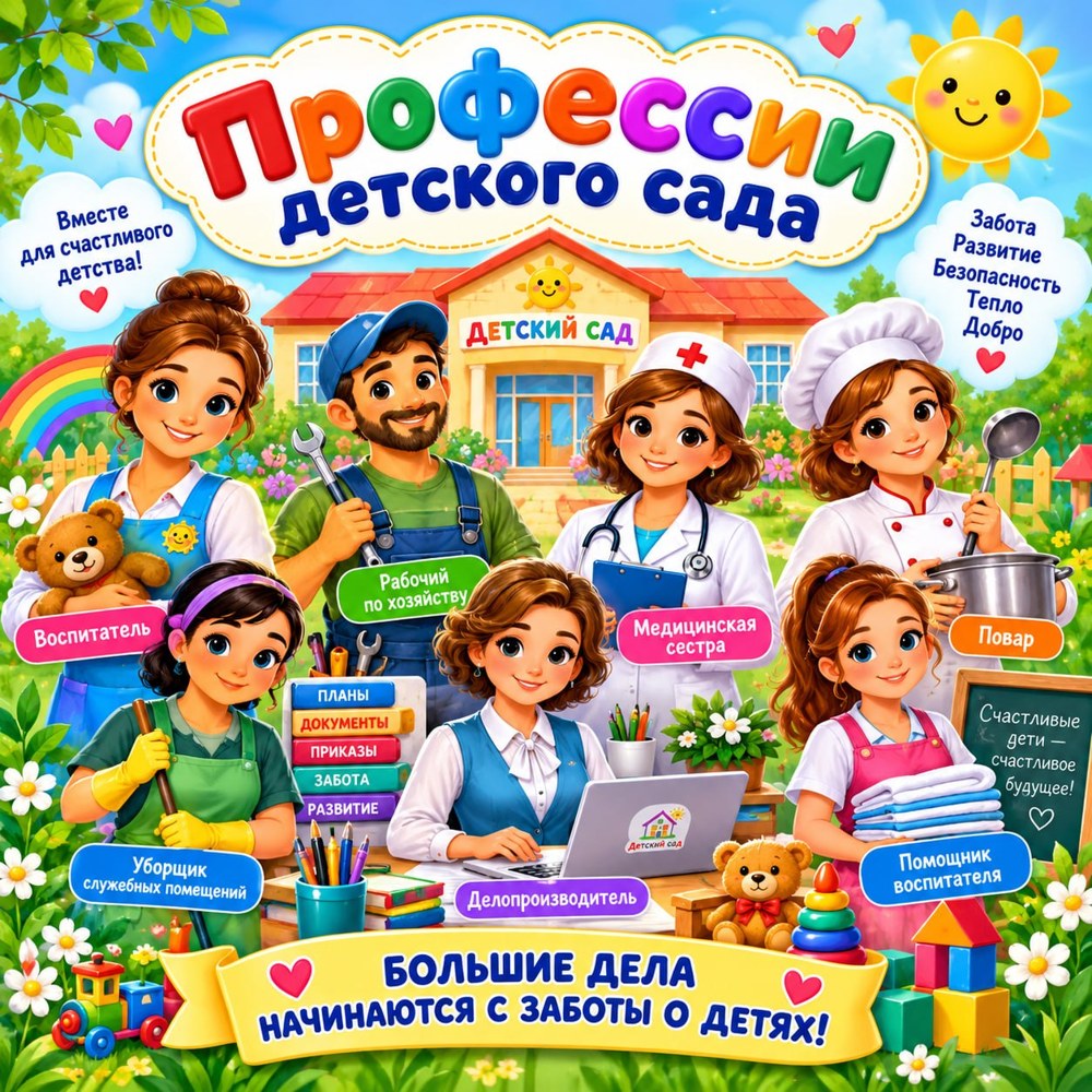 ПРОФЕССИИ ДЕТСКОГО САДА — профессии, детский сад, праздники — для детского сада — Играй и Развивайся