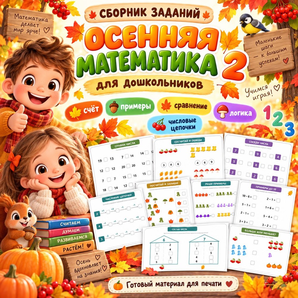 ОСЕННЯЯ МАТЕМАТИКА 2 — математика, осень, 5-7 лет — скачать для детского сада