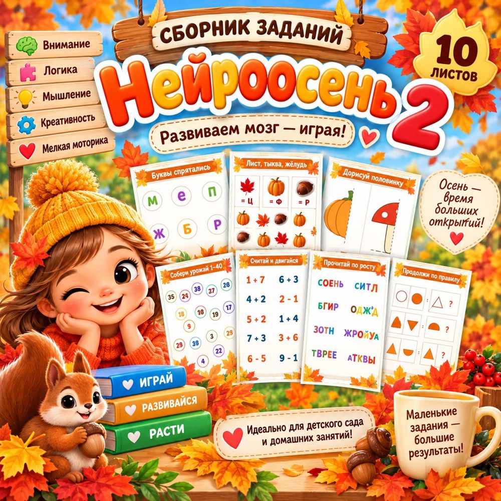 НЕЙРООСЕНЬ 2 — нейрогимнастика, осень, 5-7 лет — скачать для детского сада