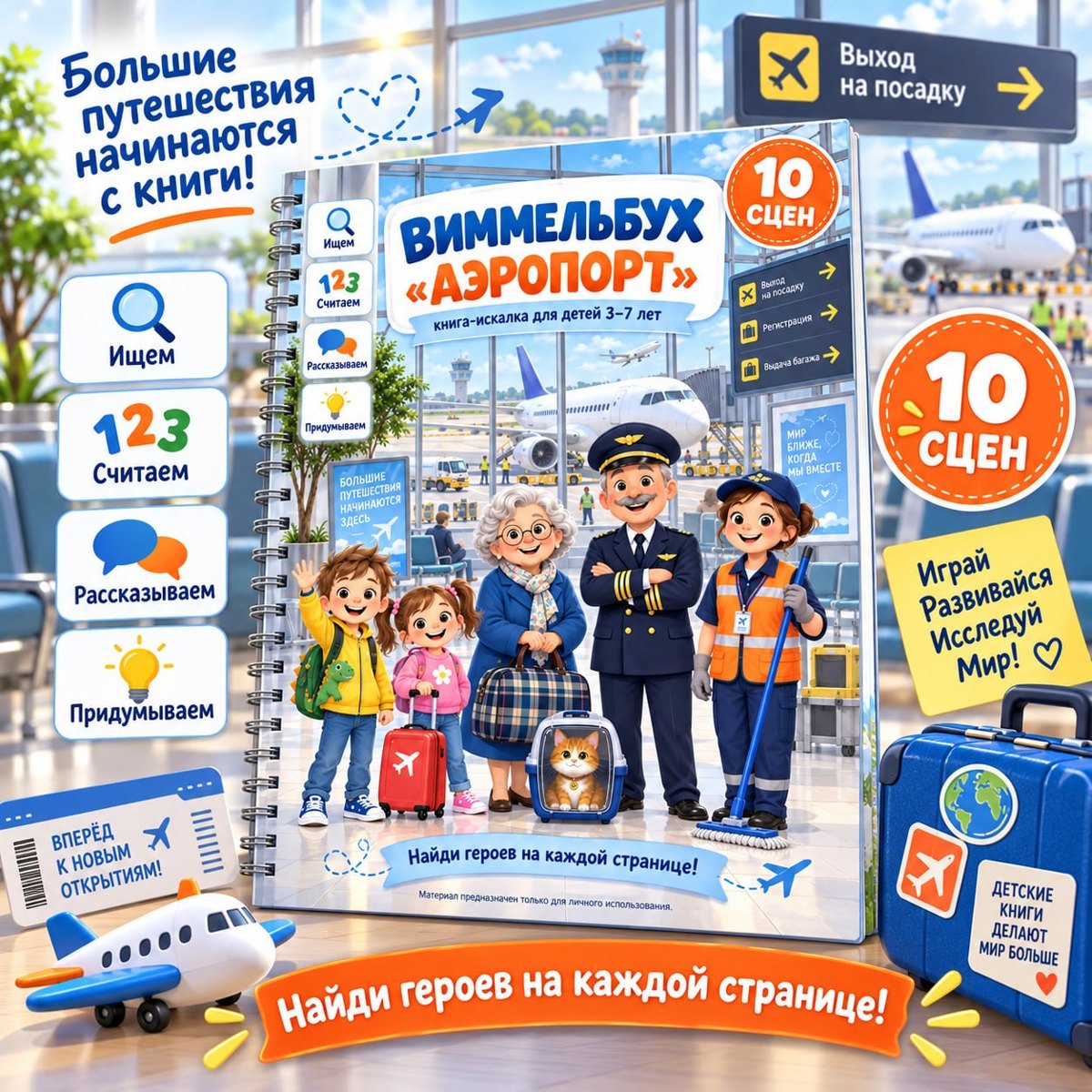 ВИММЕЛЬБУХ АЭРОПОРТ — находилки, внимание, тренируем внимание — для детского сада — Играй и Развивайся