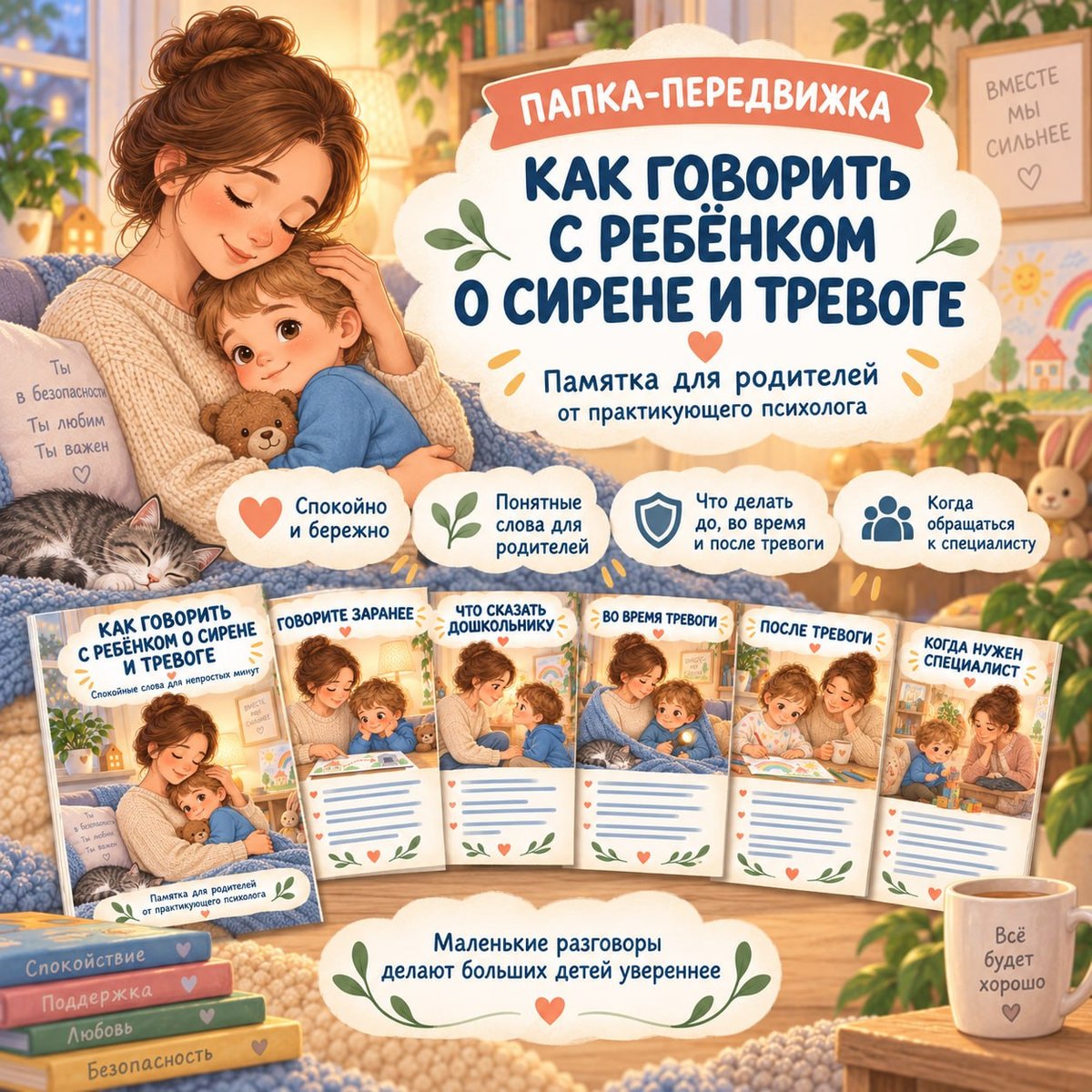 ПАПКА ПЕРЕДВИЖКА КАК ГОВОРИТЬ С РЕБЕНКОМ О СИРЕНЕ И ТРЕВОГЕ