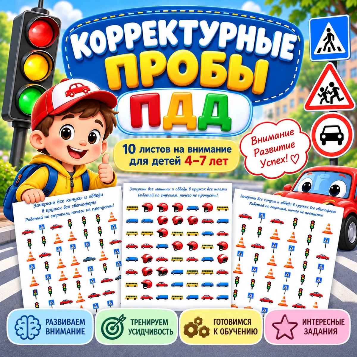 КОРРЕКТУРНЫЕ ПРОБЫ ПДД — пдд, внимание, безопасность — скачать для детского сада