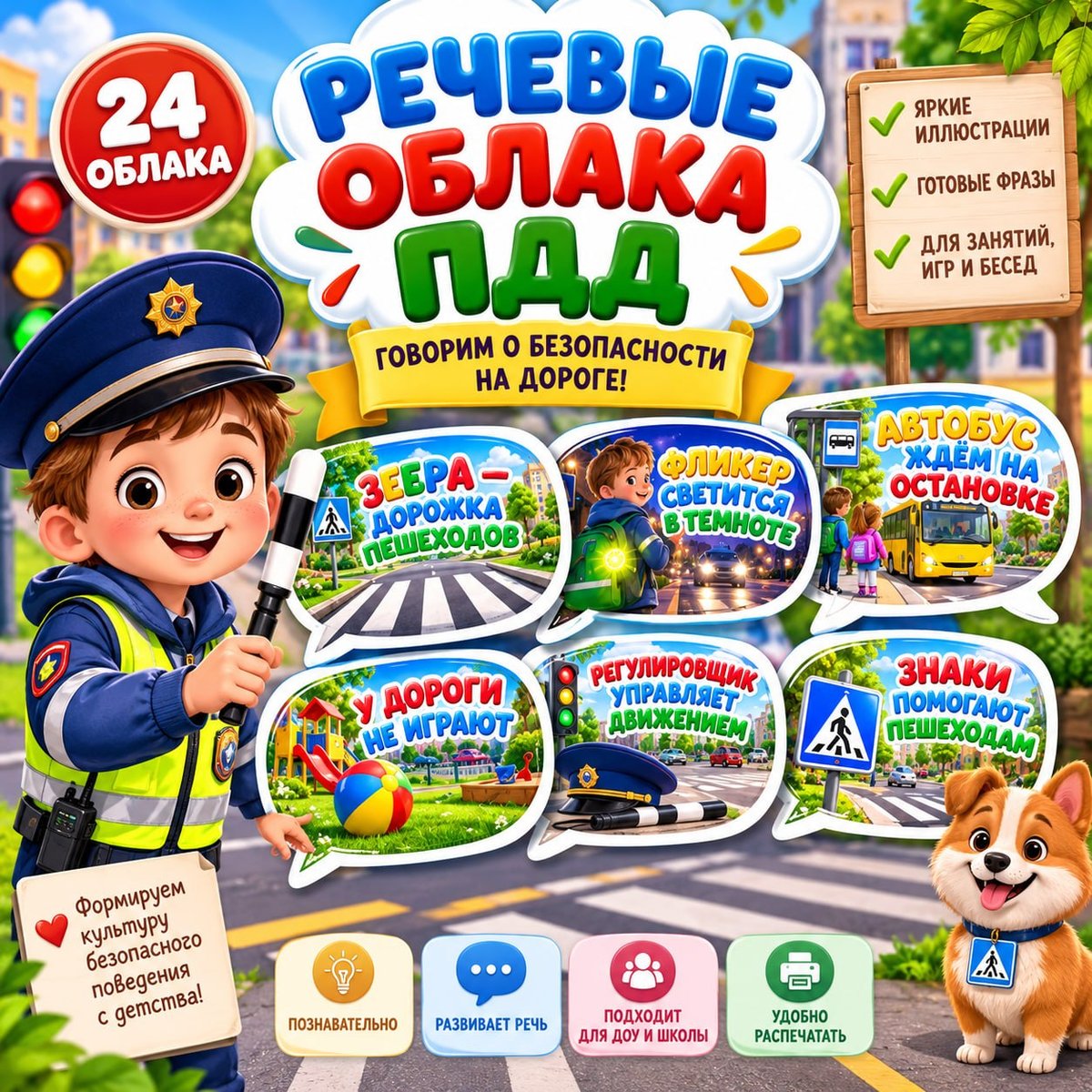 РЕЧЕВЫЕ ОБЛАКА ПДД — пдд, безопасность, 4-5 лет — для детского сада — Играй и Развивайся