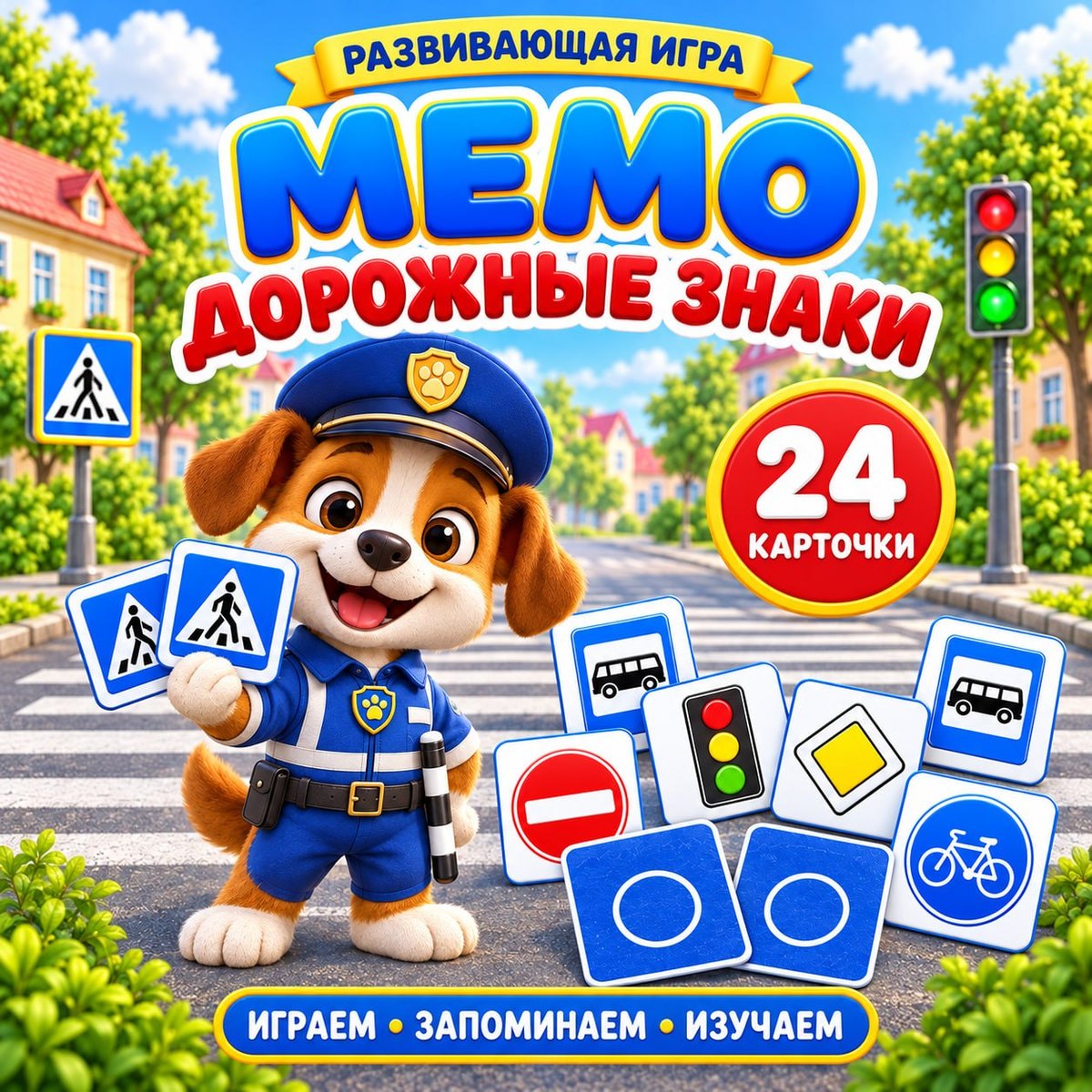МЕМО ДОРОЖНЫЕ ЗНАКИ — пдд, память, игра — для детского сада — Играй и Развивайся