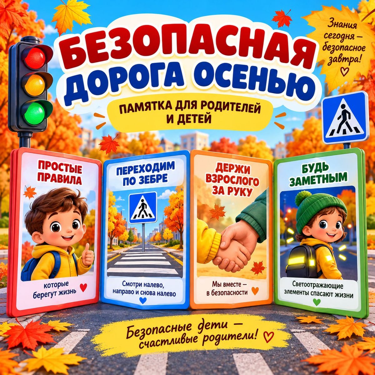ПАПКА ПЕРЕДВИЖКА БЕЗОПАСНАЯ ДОРОГА ОСЕНЬЮ — папка передвижка, пдд, безопасность — скачать для детского сада