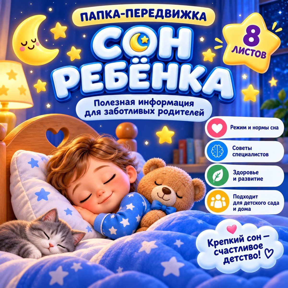 ПАПКА ПЕРЕДВИЖКА СОН РЕБЕНКА — папка передвижка, здоровье, родителям — для детского сада — Играй и Развивайся