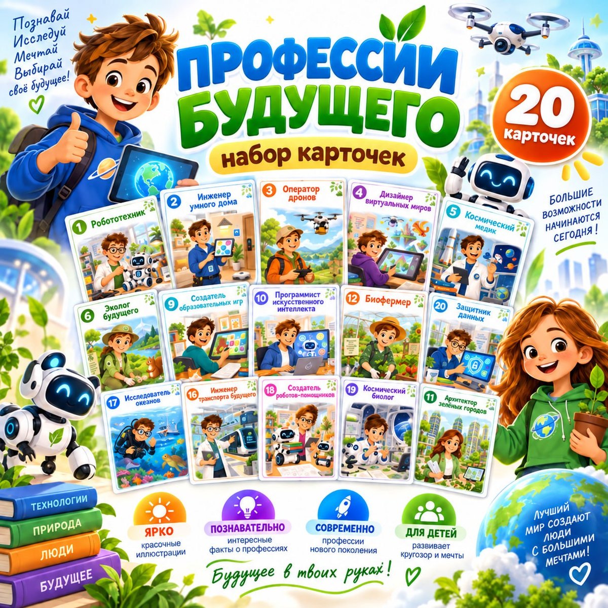 КАРТОЧКИ ПРОФЕССИИ БУДУЩЕГО — профессии, карточки, развитие речи — скачать для детского сада
