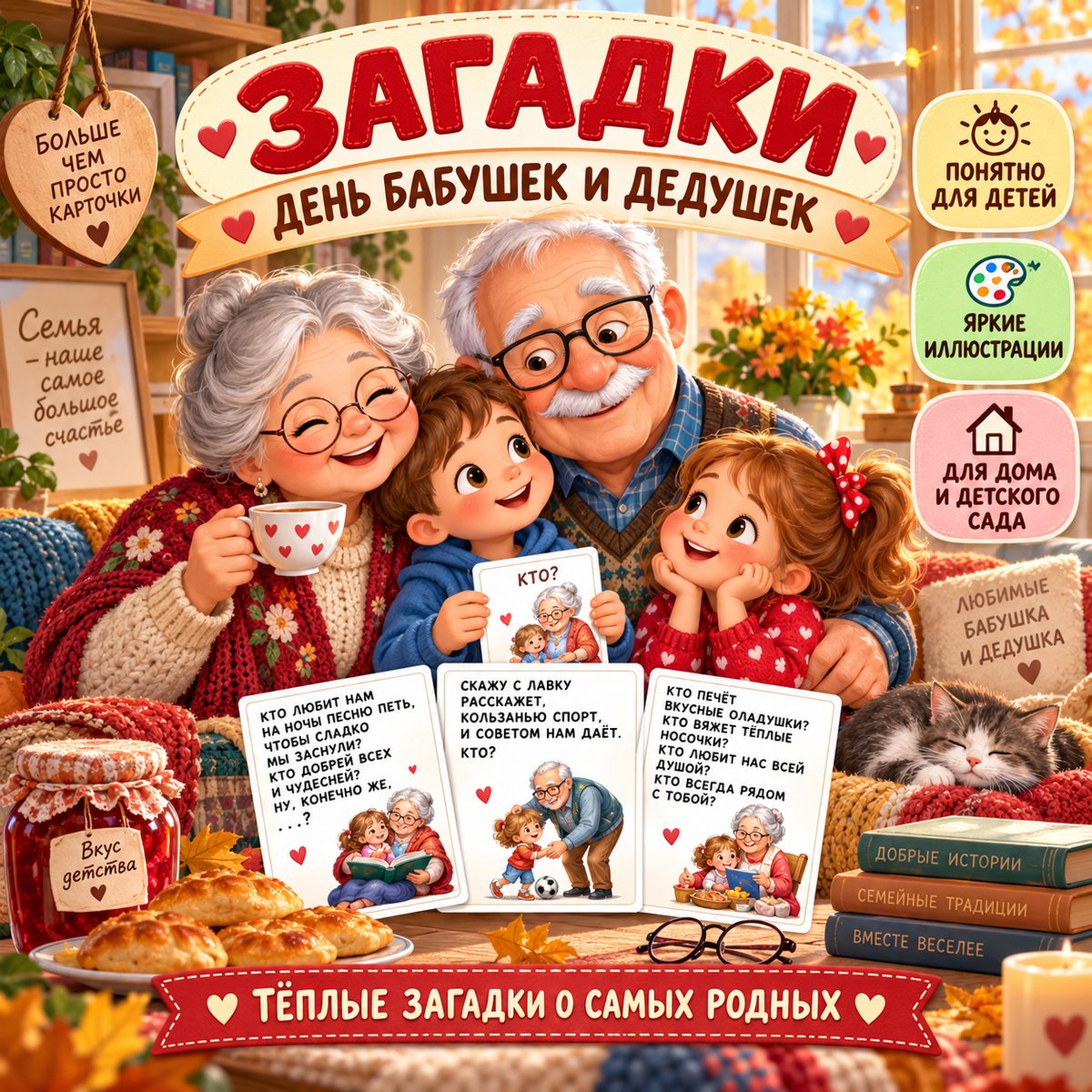 ЗАГАДКИ ПРО БАБУШЕК И ДЕДУШЕК — загадки — для детского сада — Играй и Развивайся