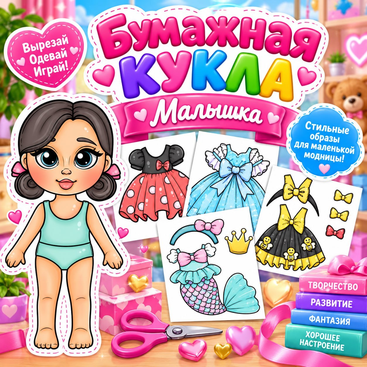 БУМАЖНАЯ КУКЛА МАЛЫШКА — бумажные куклы, одежда, мелкая моторика — для детского сада — Играй и Развивайся