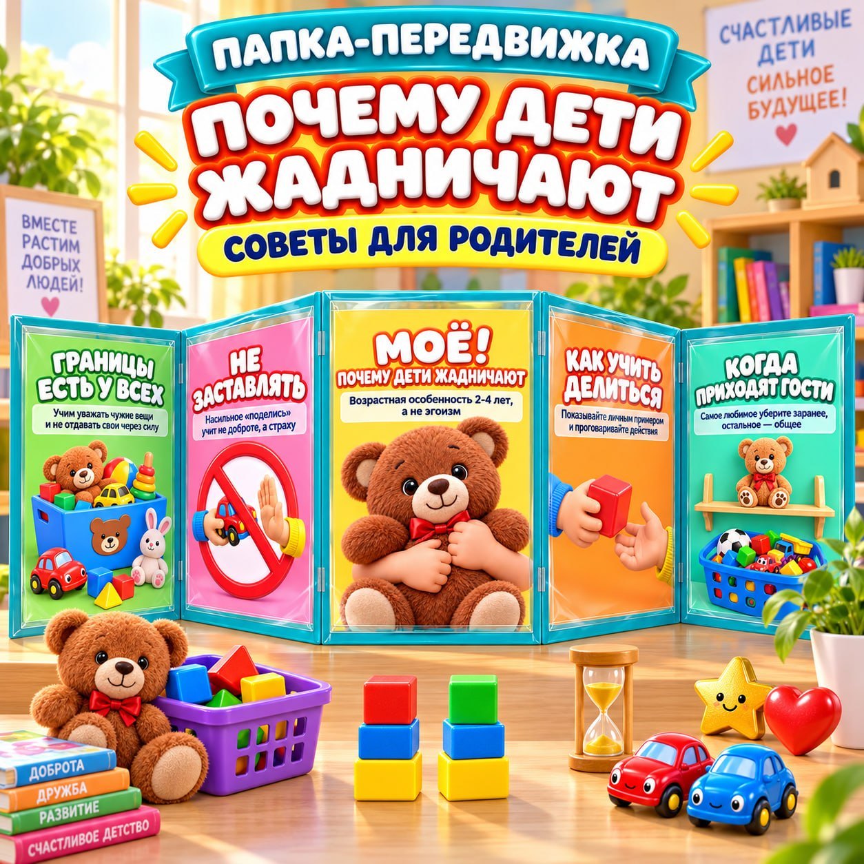 ПАПКА ПЕРЕДВИЖКА ПОЧЕМУ ДЕТИ ЖАДНИЧАЮТ — папки передвижки, психология, поведение — для детского сада — Играй и Развивайся