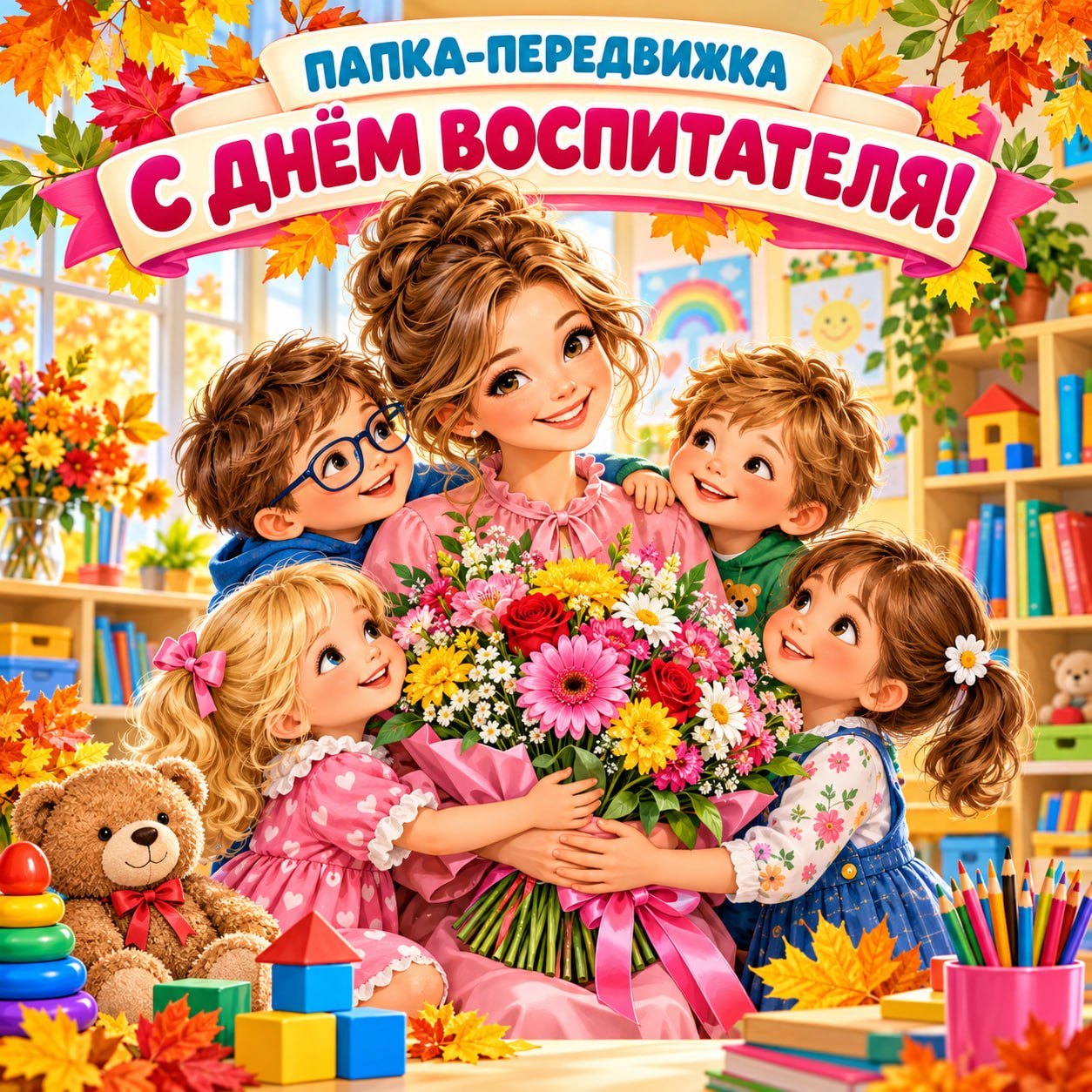 ПАПКА ПЕРЕДВИЖКА ДЕНЬ ВОСПИТАТЕЛЯ — детский сад, папки передвижки, день воспитателя — скачать для детского сада