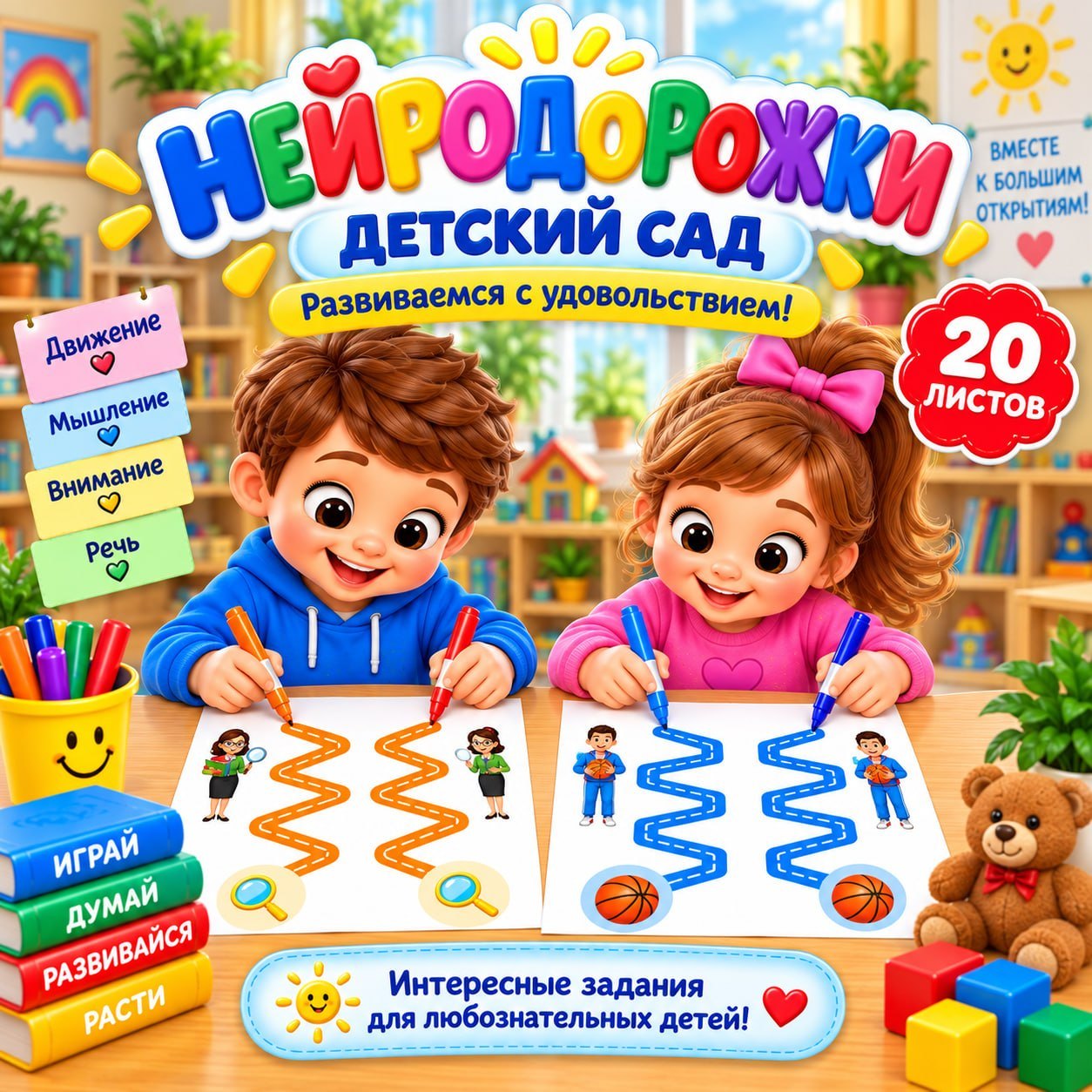 НЕЙРОДОРОЖКИ ДЕТСКИЙ САД — нейроматериалы, графомоторика, детский сад — для детского сада — Играй и Развивайся