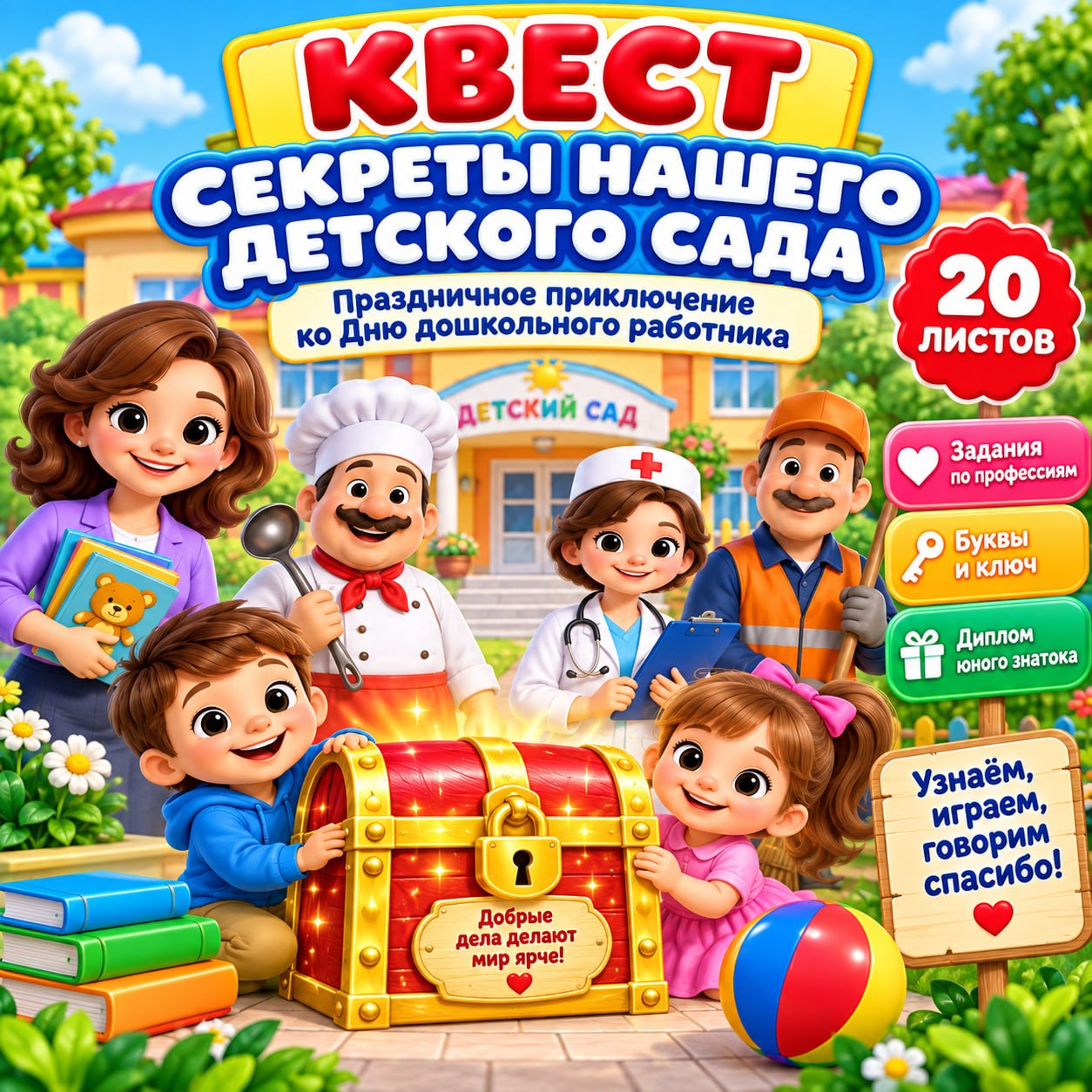 КВЕСТ «СЕКРЕТЫ НАШЕГО ДЕТСКОГО САДА» — квест, детский сад, день воспитателя — для детского сада — Играй и Развивайся
