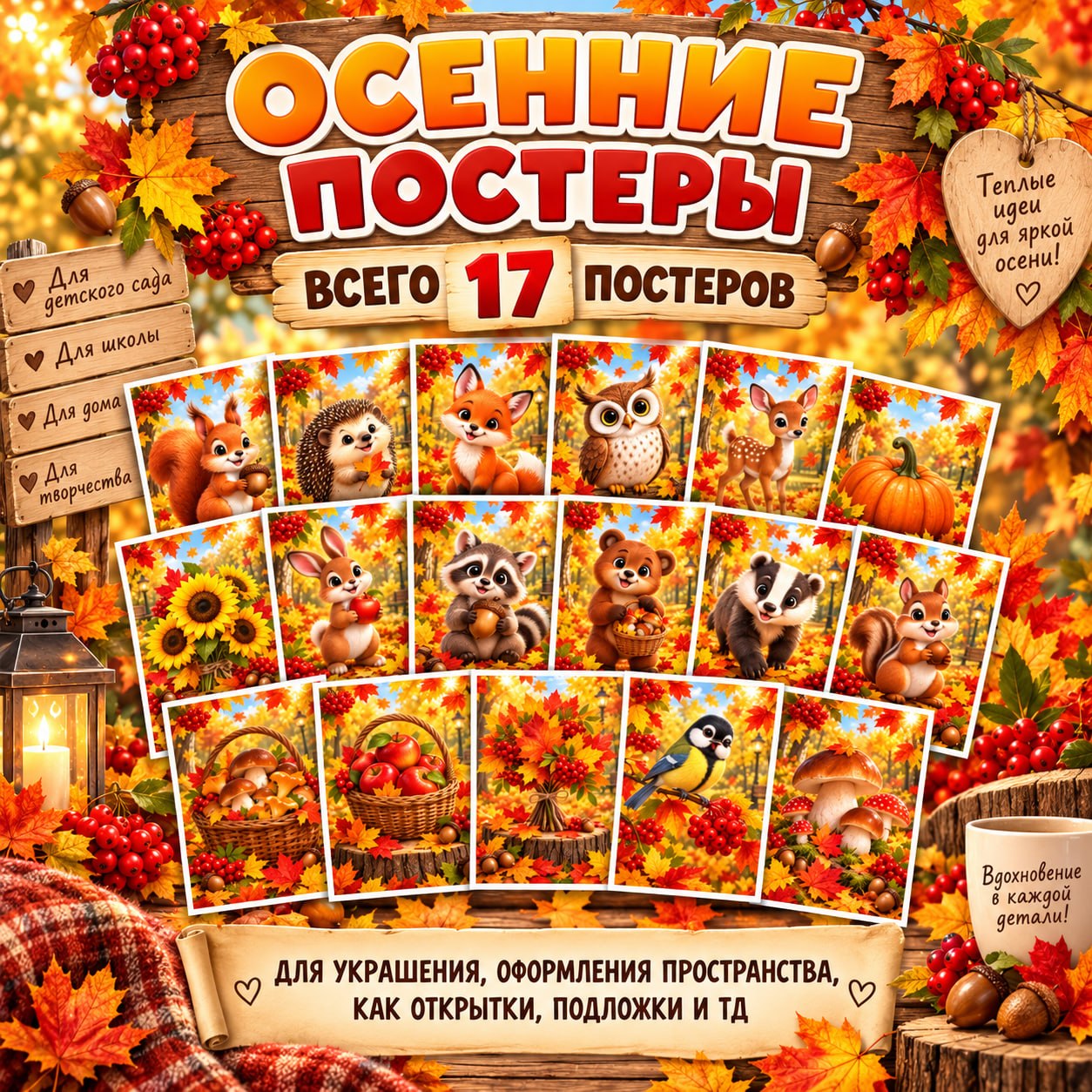 ОСЕННИЕ ПОСТЕРЫ — оформление группы, осень, плакаты — для детского сада — Играй и Развивайся