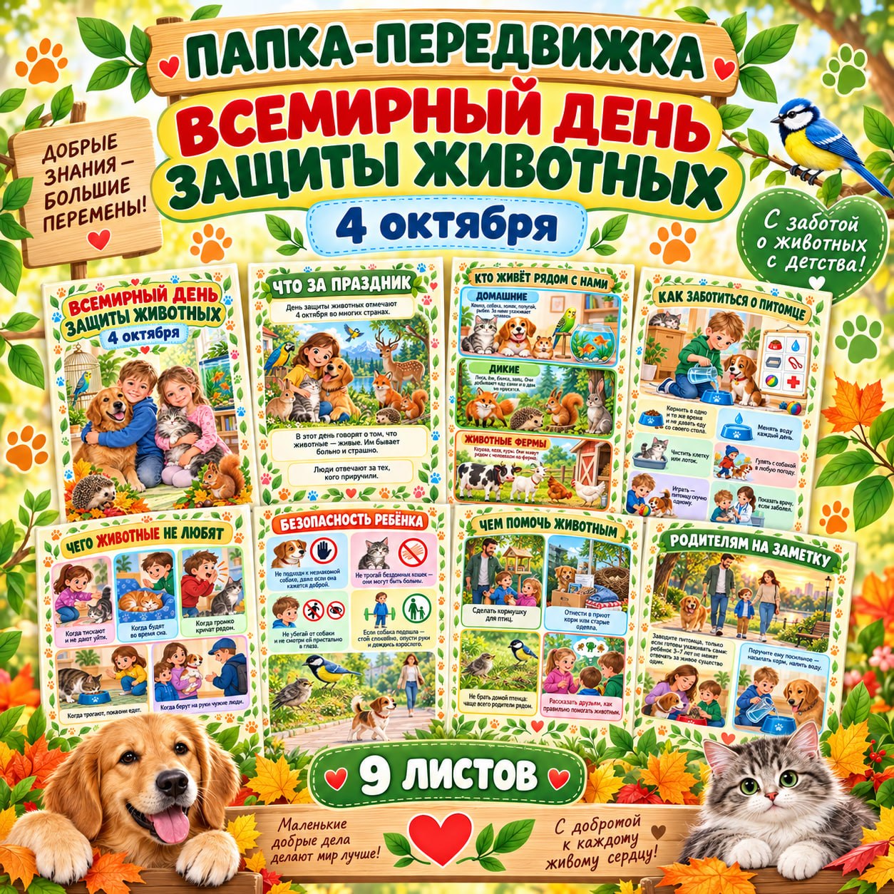 ПАПКА ПЕРЕДВИЖКА ВСЕМИРНЫЙ ДЕНЬ ЗАЩИТЫ ЖИВОТНЫХ — папка передвижка, животные, день защиты животных — для детского сада — И...
