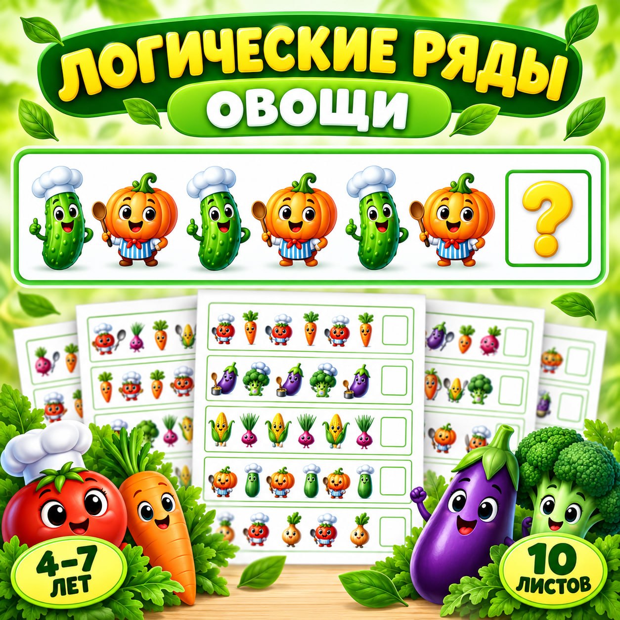 ЛОГИЧЕСКИЕ РЯДЫ ОВОЩИ — логика, овощи, дидактическая игра — для детского сада — Играй и Развивайся