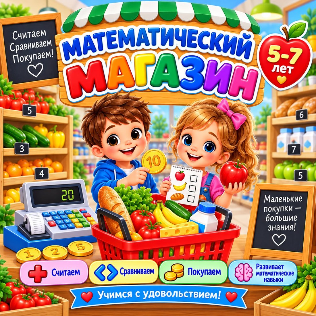 МАТЕМАТИЧЕСКИЙ МАГАЗИН — математика, счет, финансовая грамотность — для детского сада — Играй и Развивайся