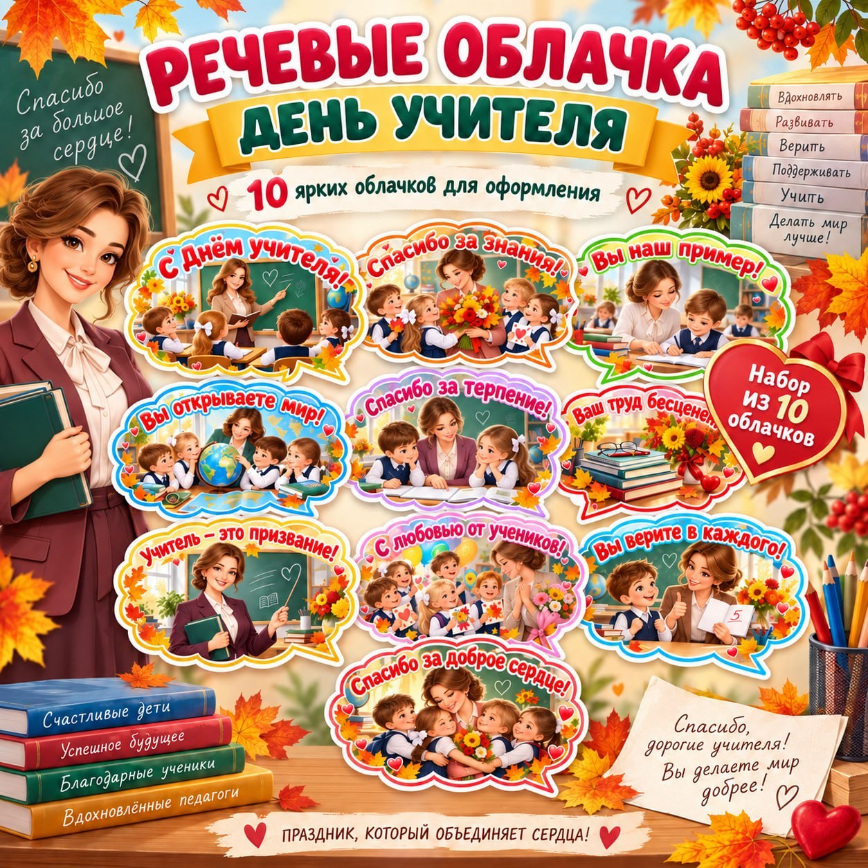 РЕЧЕВЫЕ ОБЛАЧКА КО ДНЮ УЧИТЕЛЯ — речевые облака, оформление, день учителя — для детского сада — Играй и Развивайся