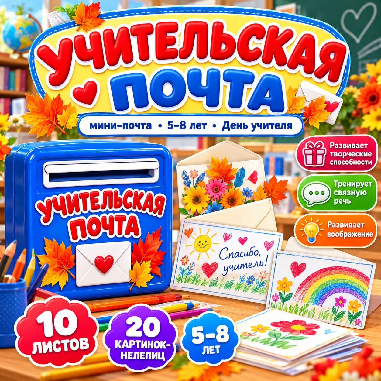 УЧИТЕЛЬСКАЯ ПОЧТА — день учителя, школа, почта — для детского сада — Играй и Развивайся