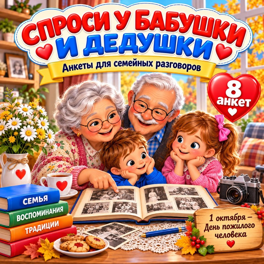СПРОСИ У БАБУШКИ И ДЕДУШКИ АНКЕТА — день пожилого человека, развитие речи, семья — для детского сада — Играй и Развивайся