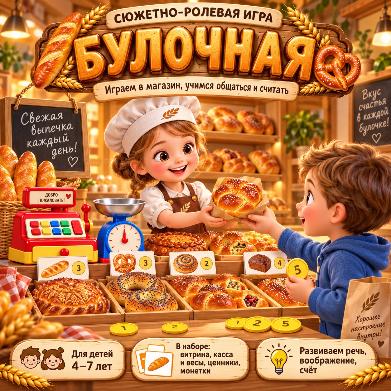 СЮЖЕТНО-РОЛЕВАЯ ИГРА «БУЛОЧНАЯ». ДЕНЬ ХЛЕБА — день хлеба, хлеб, сюжетно-ролевая игра — для детского сада — Играй и Развивайся