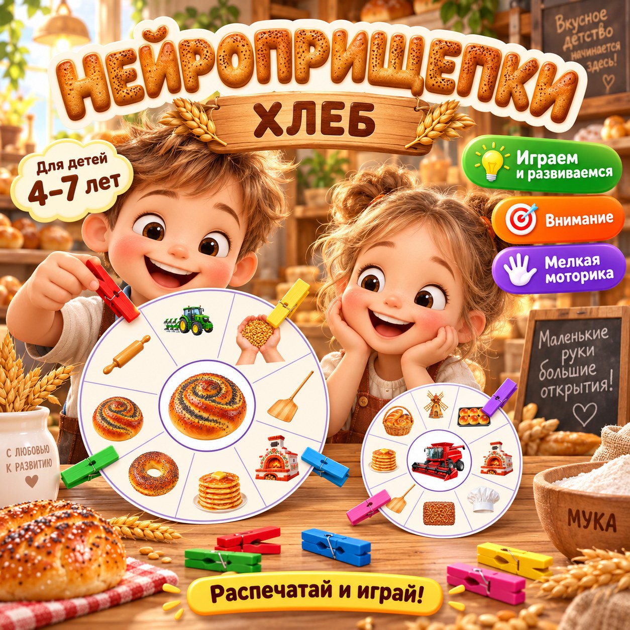 НЕЙРОПРИЩЕПКИ. ДЕНЬ ХЛЕБА — день хлеба, хлеб, нейроигра — скачать для детского сада