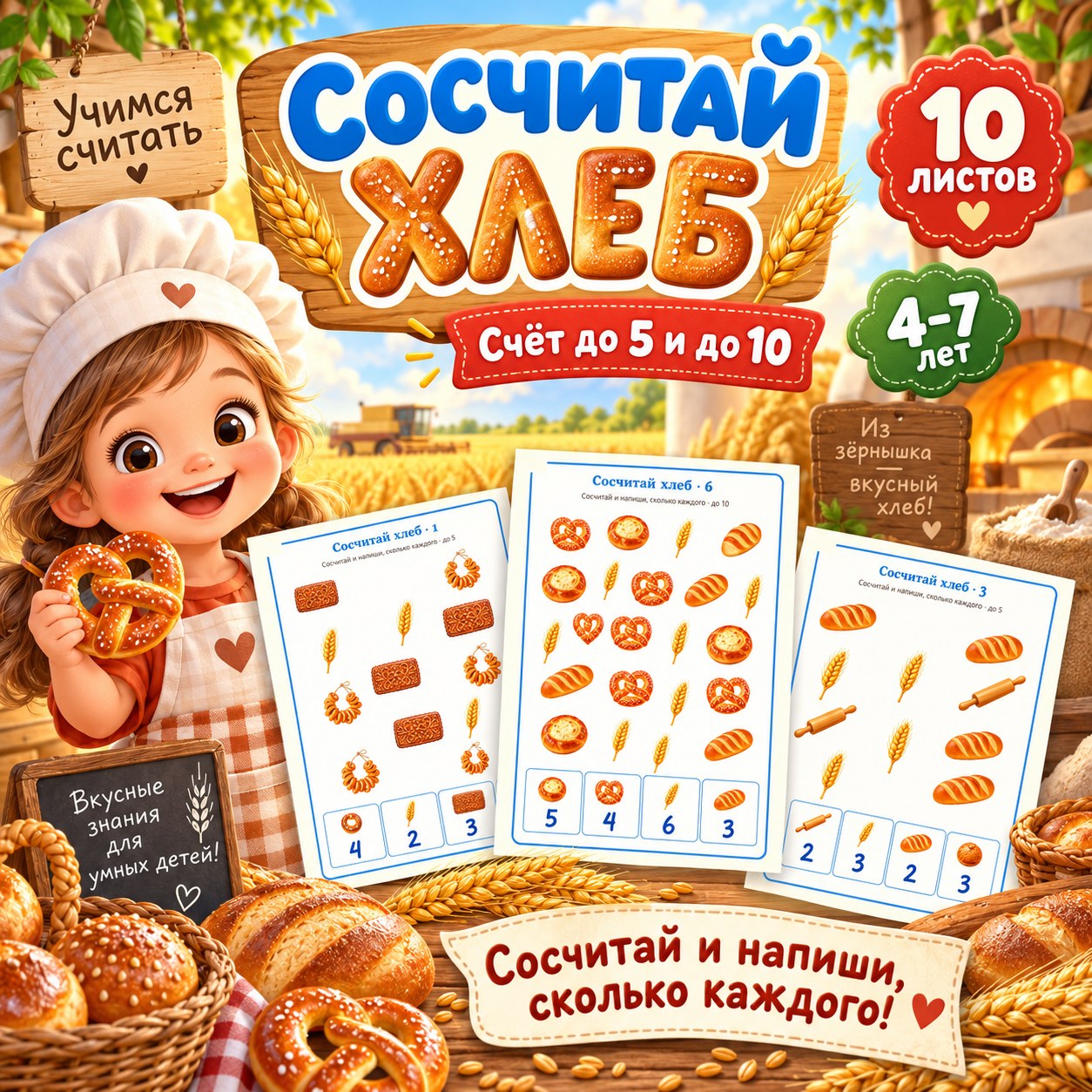 СОСЧИТАЙ. ДЕНЬ ХЛЕБА — день хлеба, хлеб, счет — для детского сада — Играй и Развивайся