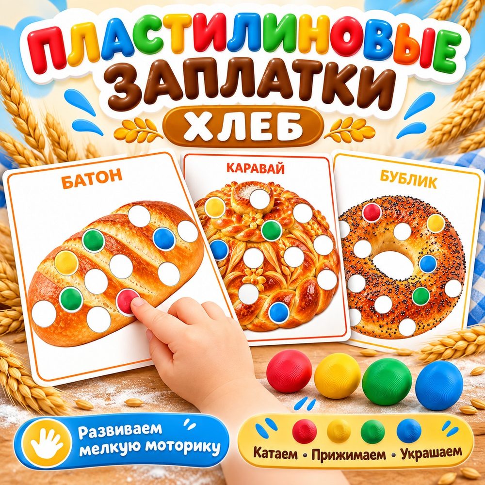 ПЛАСТИЛИНОВЫЕ ЗАПЛАТКИ. ХЛЕБ — день хлеба, хлеб, пластилин — скачать для детского сада