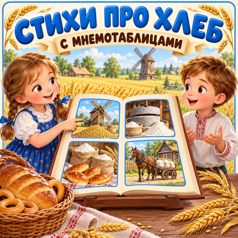 СТИХИ ПРО ХЛЕБ С МНЕМОТАБЛИЦАМИ — день хлеба, хлеб, стихи — скачать для детского сада