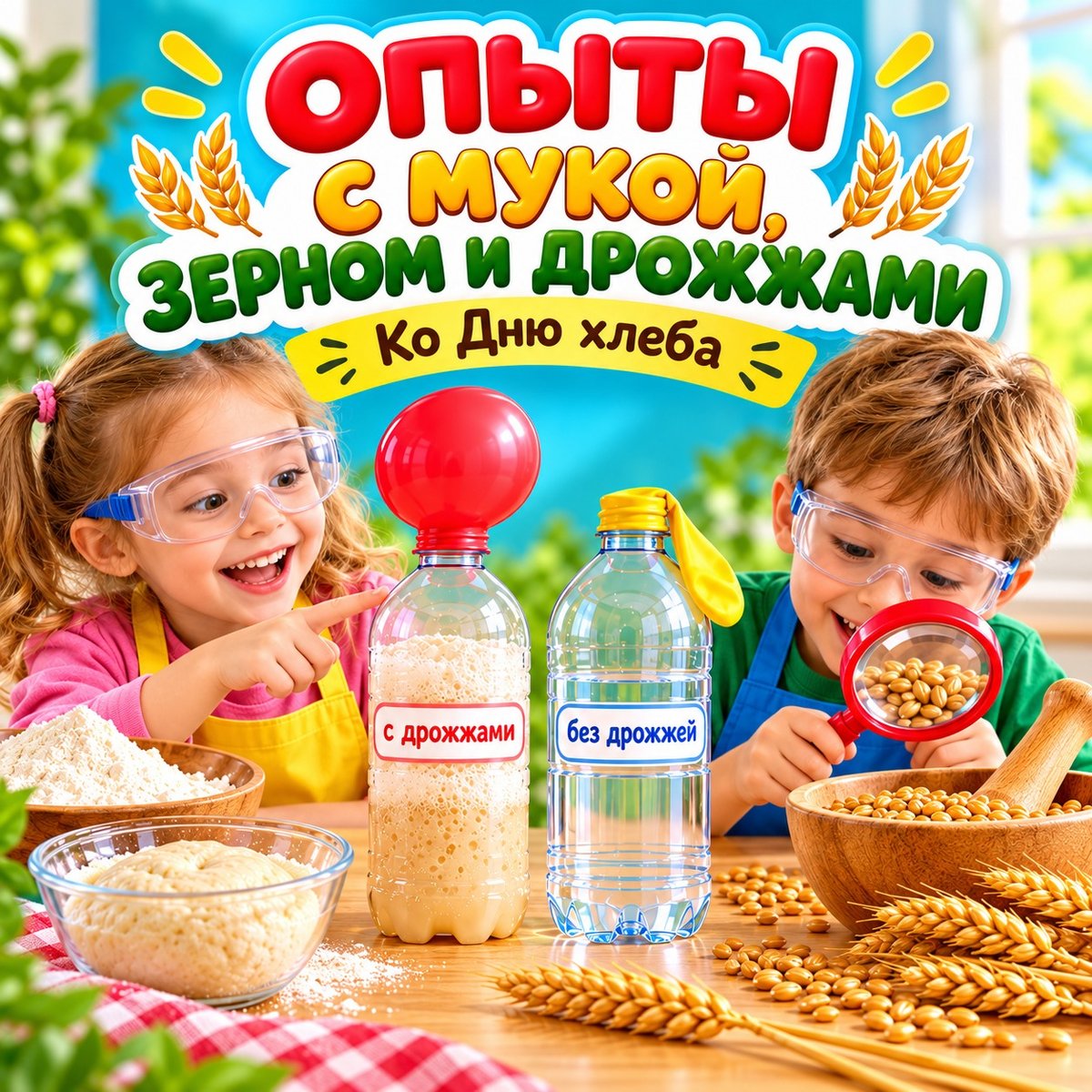 ОПЫТЫ С МУКОЙ ЗЕРНОМ И ДРОЖЖАМИ — день хлеба, хлеб, окружающий мир — скачать для детского сада
