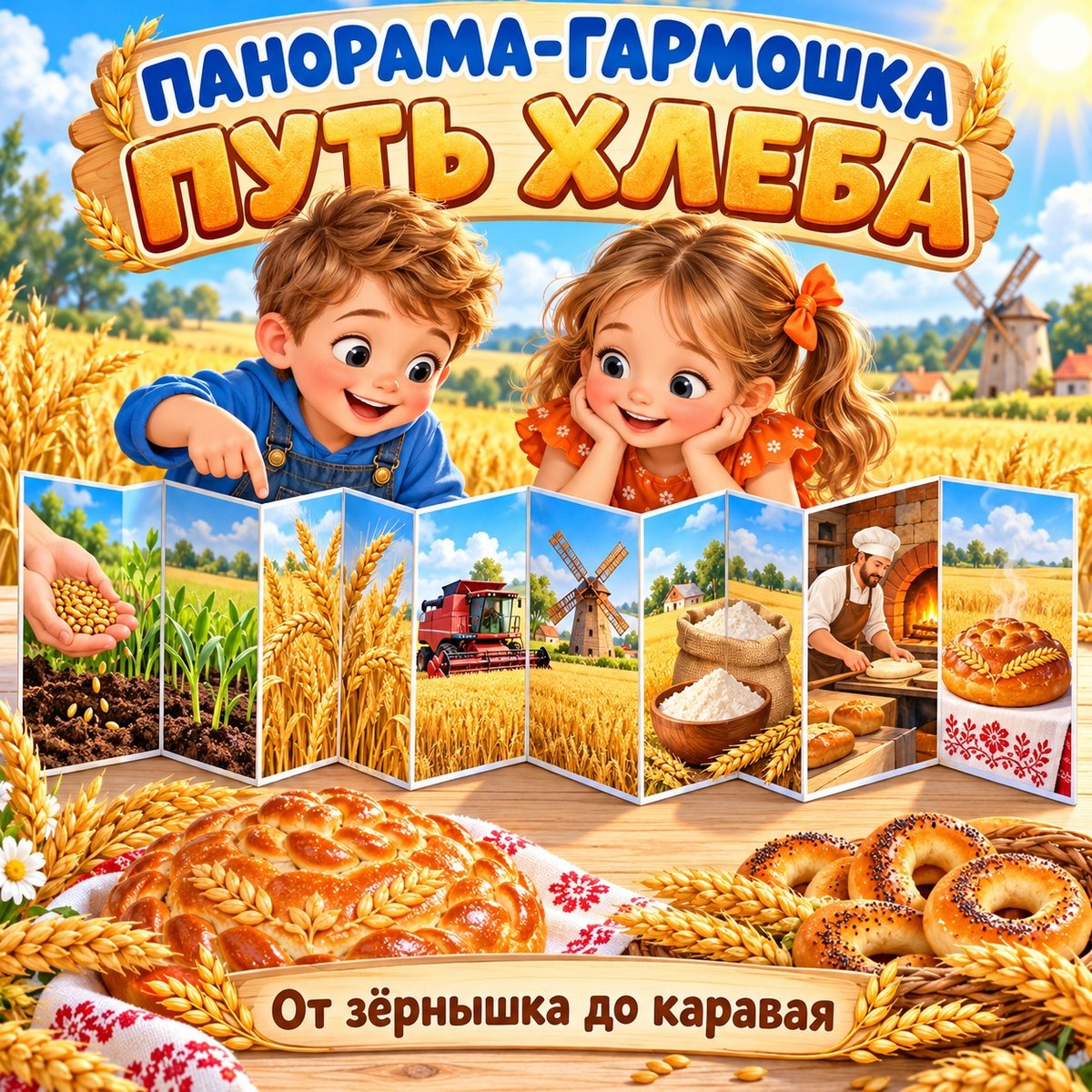 ПАНОРАМА-ГАРМОШКА ПУТЬ ХЛЕБА — день хлеба, хлеб, развитие речи — скачать для детского сада