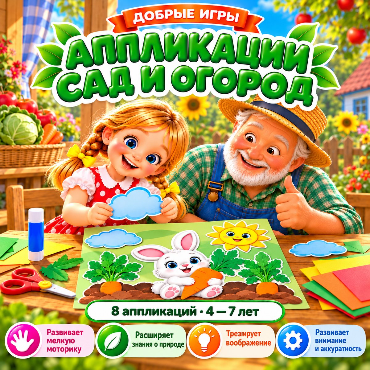 АППЛИКАЦИИ САД И ОГОРОД — овощи, фрукты, ягоды — скачать для детского сада