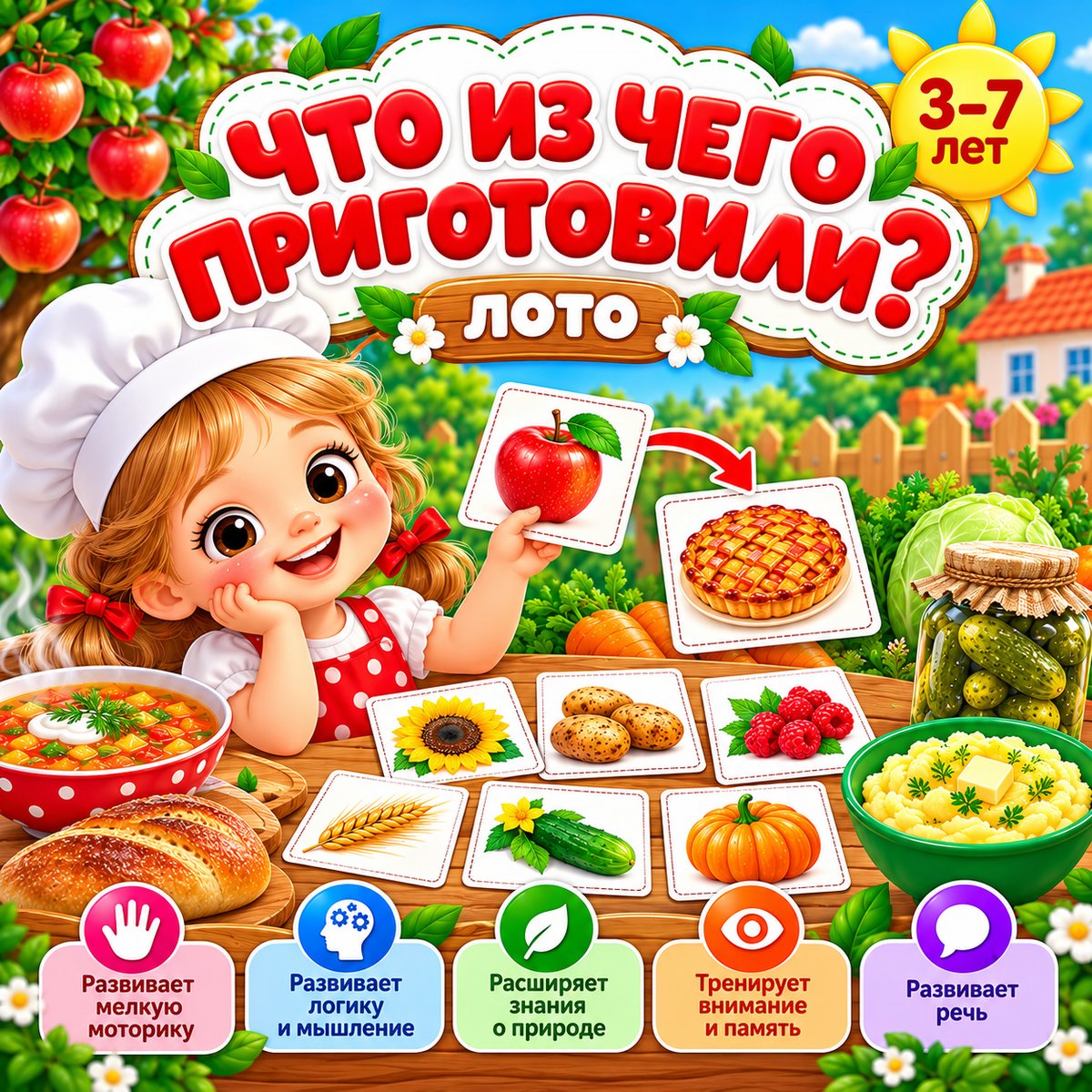 ЛОТО ЧТО ИЗ ЧЕГО ПРИГОТОВИЛИ — овощи, фрукты, ягоды — скачать для детского сада