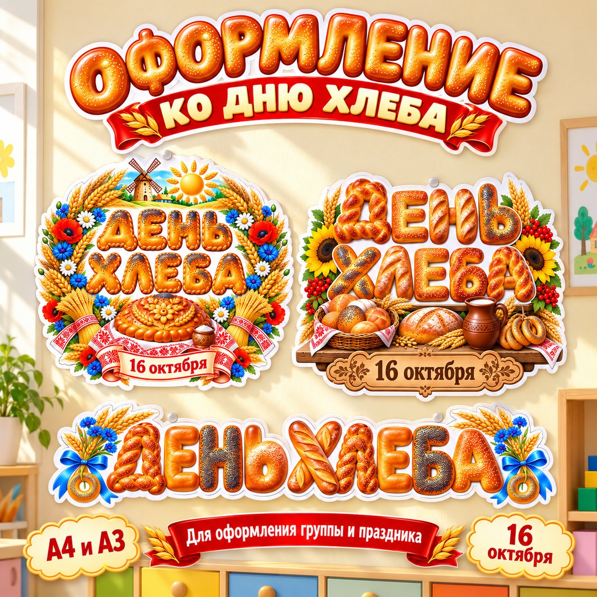 ОФОРМЛЕНИЕ ДЕНЬ ХЛЕБА — день хлеба, хлеб, оформление группы — скачать для детского сада