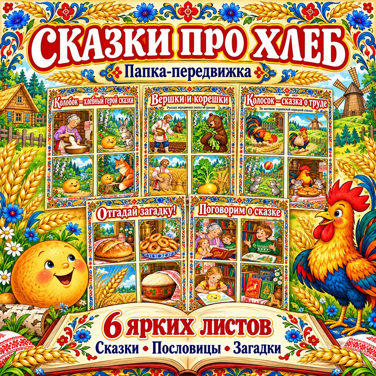 ПАПКА-ПЕРЕДВИЖКА ХЛЕБ В НАРОДНЫХ СКАЗКАХ И ПОСЛОВИЦАХ — день хлеба, хлеб, папка передвижка — скачать для детского сада